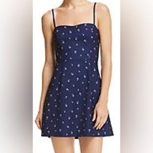 French Connection Whisper Micro Floral Print A-line Mini Dress in Blue Lobelia